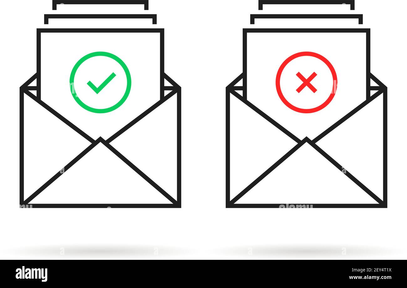 confermare e rifiutare con due e-mail lineari Illustrazione Vettoriale