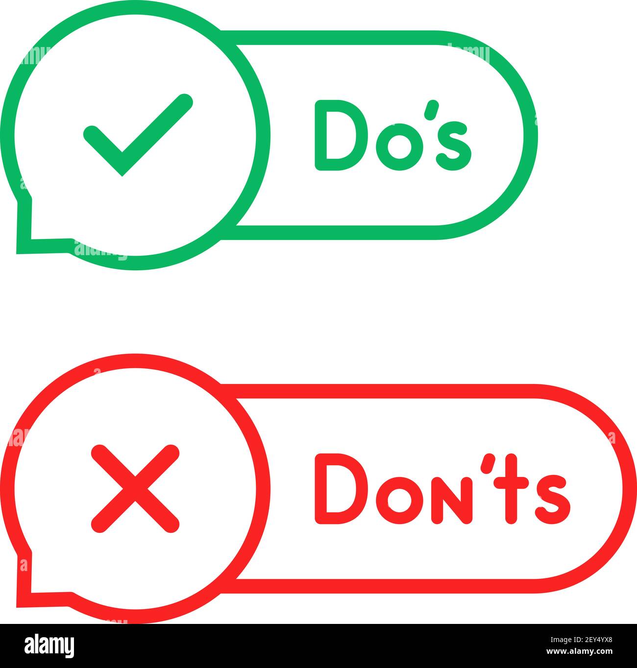 bolla di linea sottile come do s e don ts Illustrazione Vettoriale