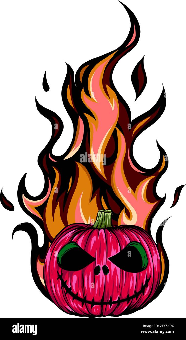 halloween fuoco zucca faccia disegno vettoriale illustrazione Illustrazione Vettoriale