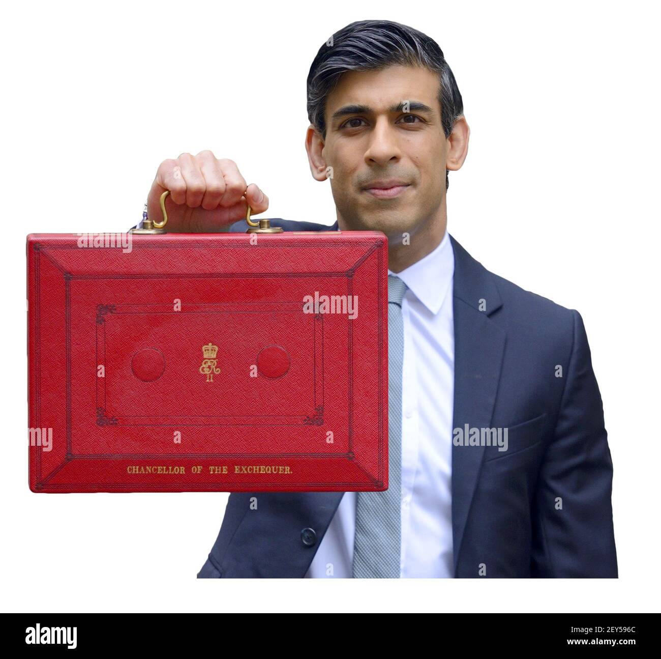 Rishi Sunak - Cancelliere dello scacchiere - lasciando Downing Street il giorno del bilancio, 3 marzo 2021 Foto Stock