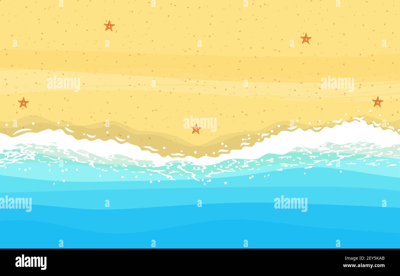 Costa di mare, oceano con sabbia, Illustrazione Vettoriale