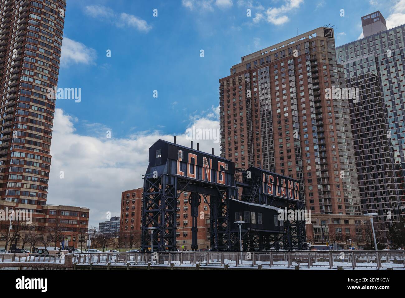 Cartello Long Island al Gantry state Park Foto Stock