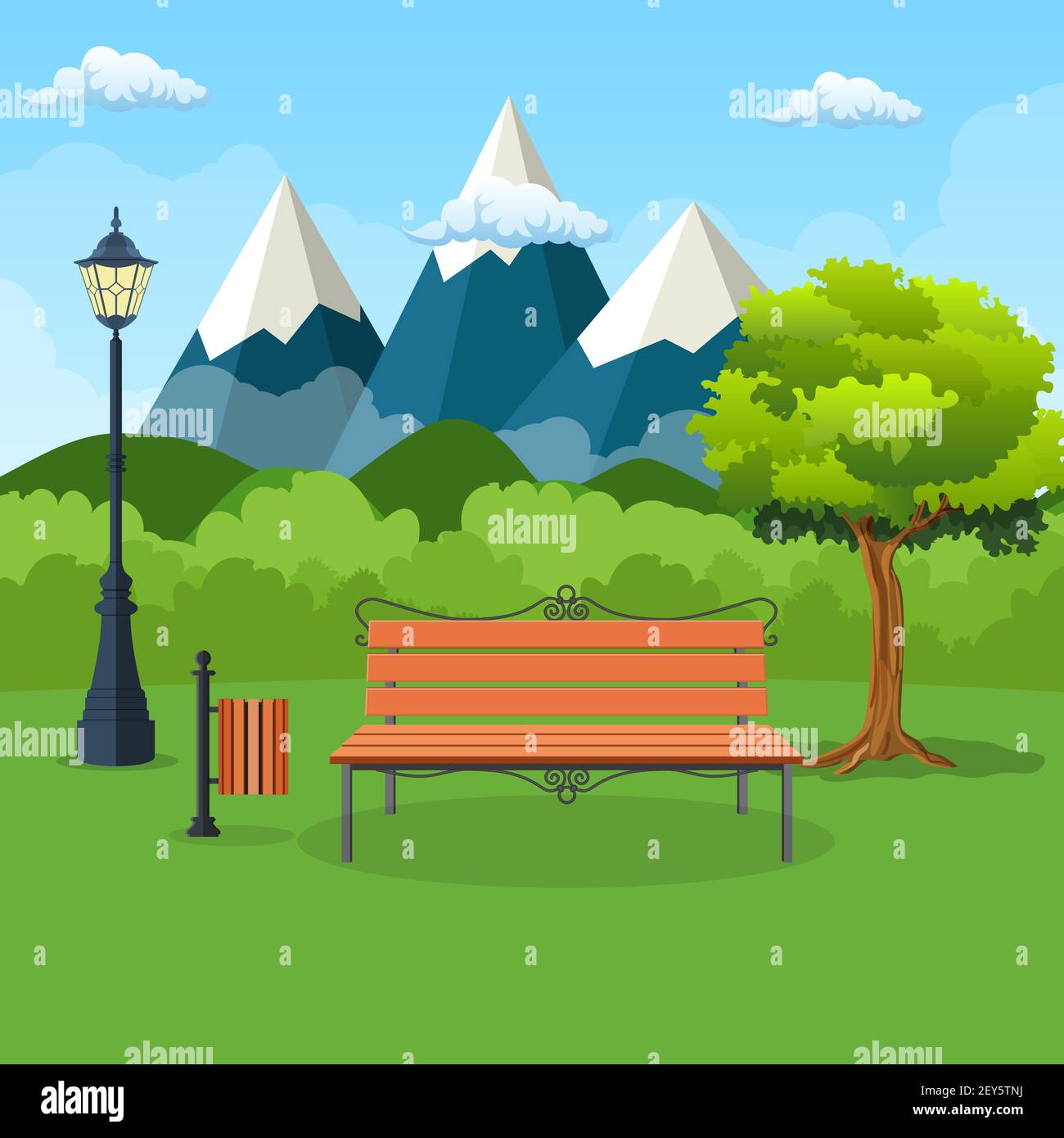 Parco estivo, primaverile Illustrazione Vettoriale