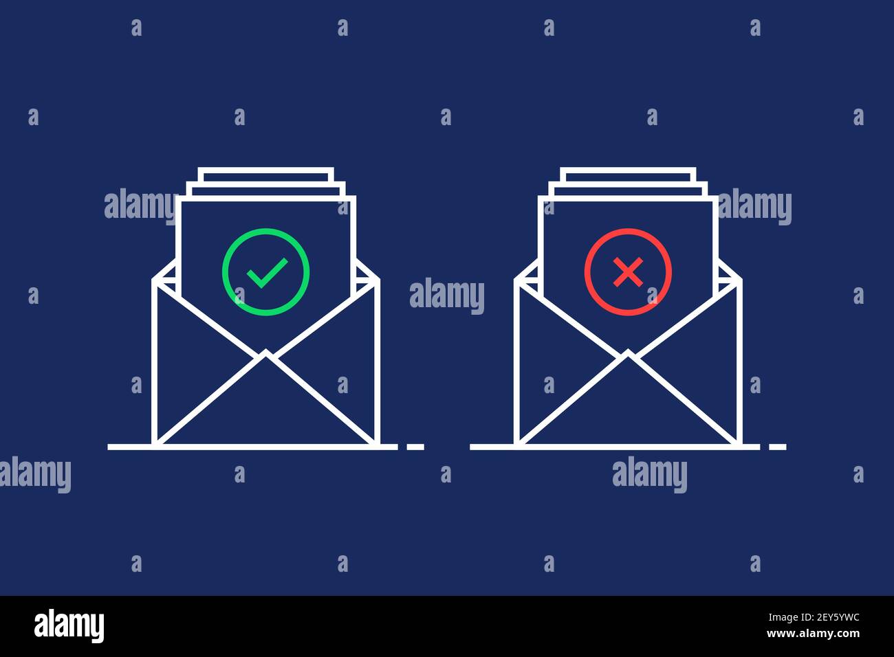 due e-mail lineari come conferma e rifiuto Illustrazione Vettoriale