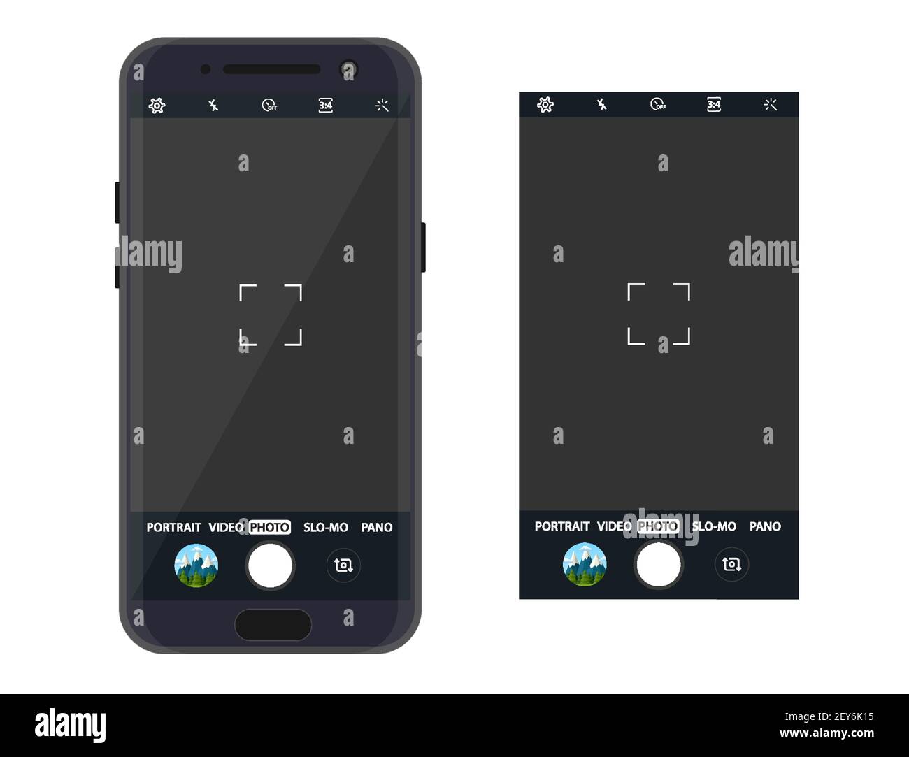 Smartphone moderno con applicazione fotocamera Illustrazione Vettoriale
