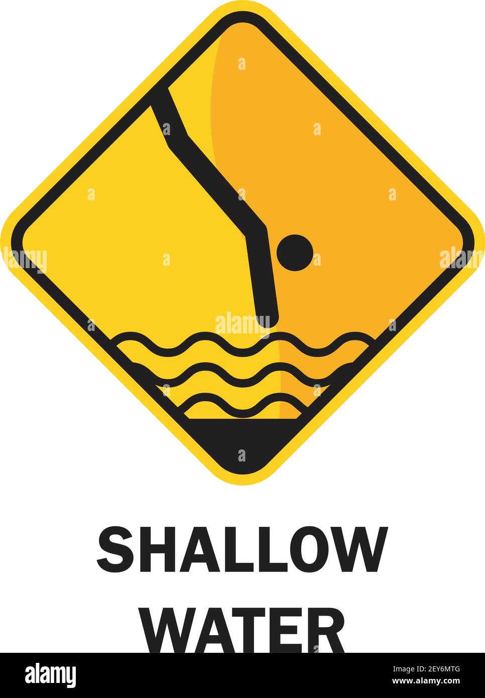 cartelli di sicurezza per la spiaggia con testo di avvertenza per le acque poco profonde. illustrazione vettoriale Illustrazione Vettoriale