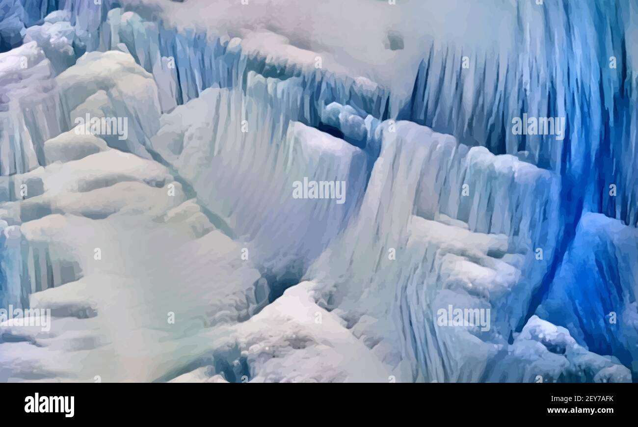 Sfondo astratto con immagini di neve e ghiaccio. Rondate di neve. Consistenza acquerello. Vettore EPS10 Illustrazione Vettoriale