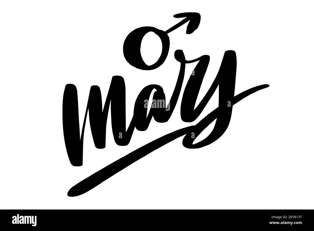 Il glifo del pianeta Marte. Scrittura a mano con inchiostro nero. Illustrazione Vettoriale