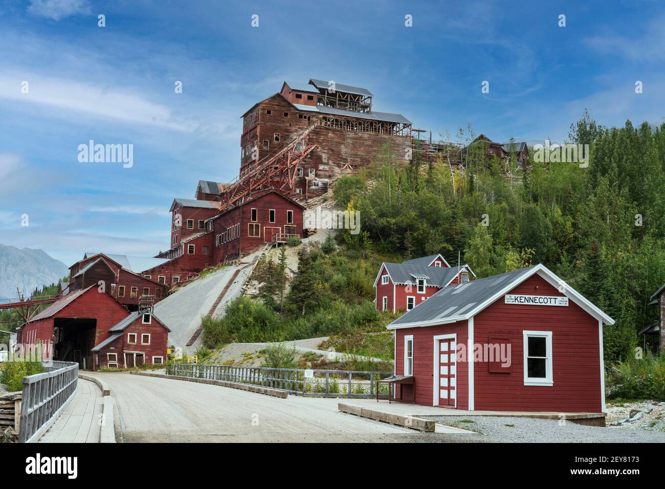 Nord America; Stati Uniti; Alaska; Wrangell Mts; Wrangell-Mount St. Elias National Park, miniera di Kennecott; sito storico Foto Stock