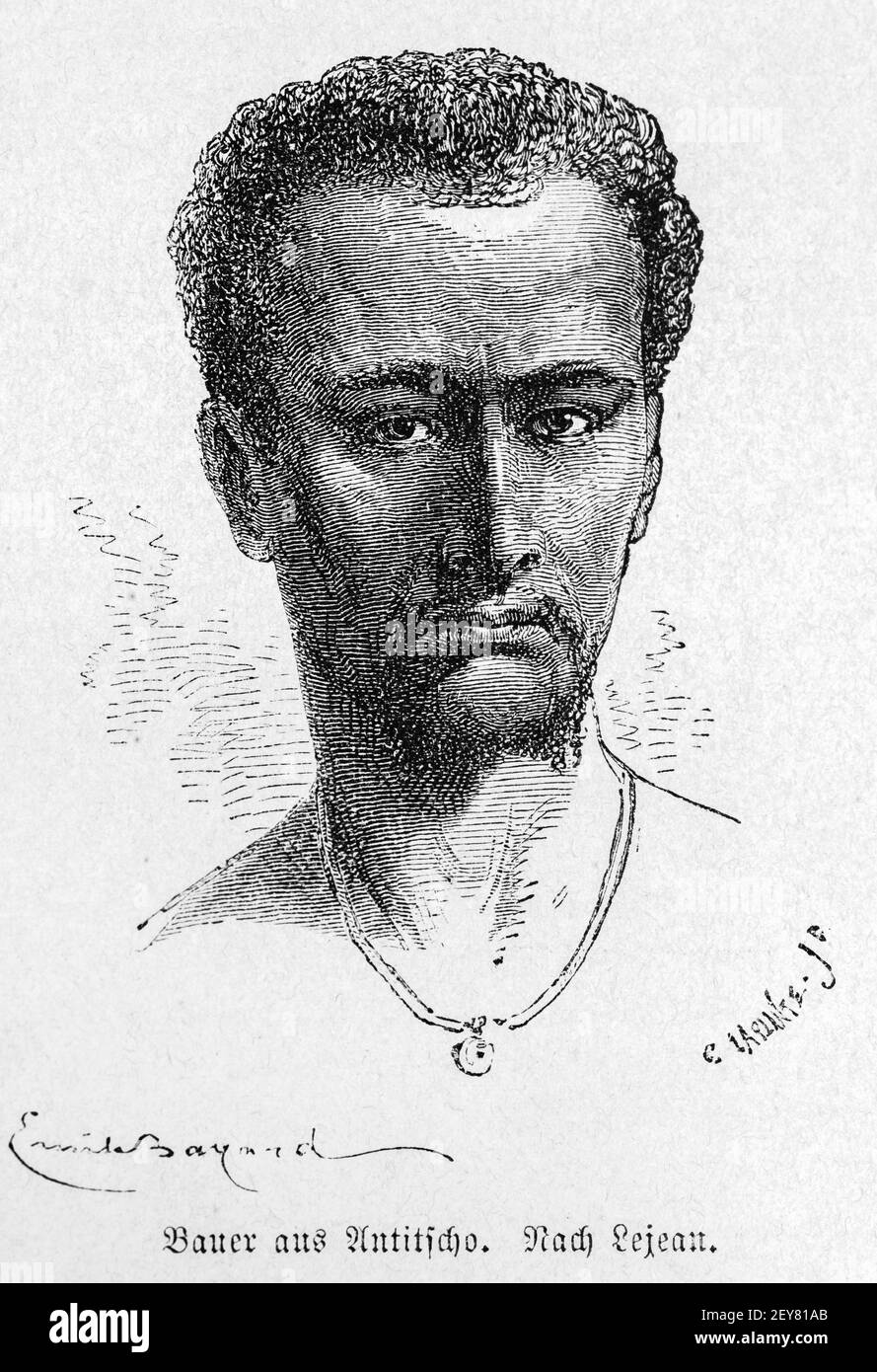 Agricoltore della Provincia di Antitscho, Etiopia, Dr. Richard Andree, Abyssina, Etiopia, Africa orientale, Abessinien, Land und Volk, Lipsia 1869 Foto Stock