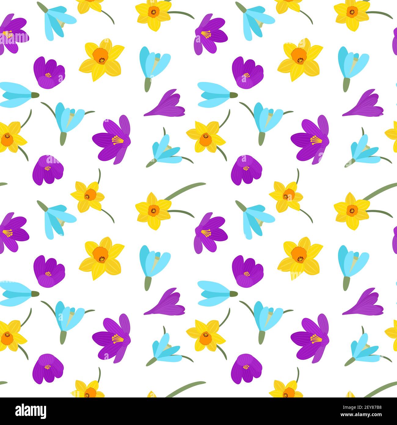 Motivo senza giunture con colori diversi. Motivo ripetitivo senza cuciture con fiori primaverili.Vector. Illustrazione Vettoriale