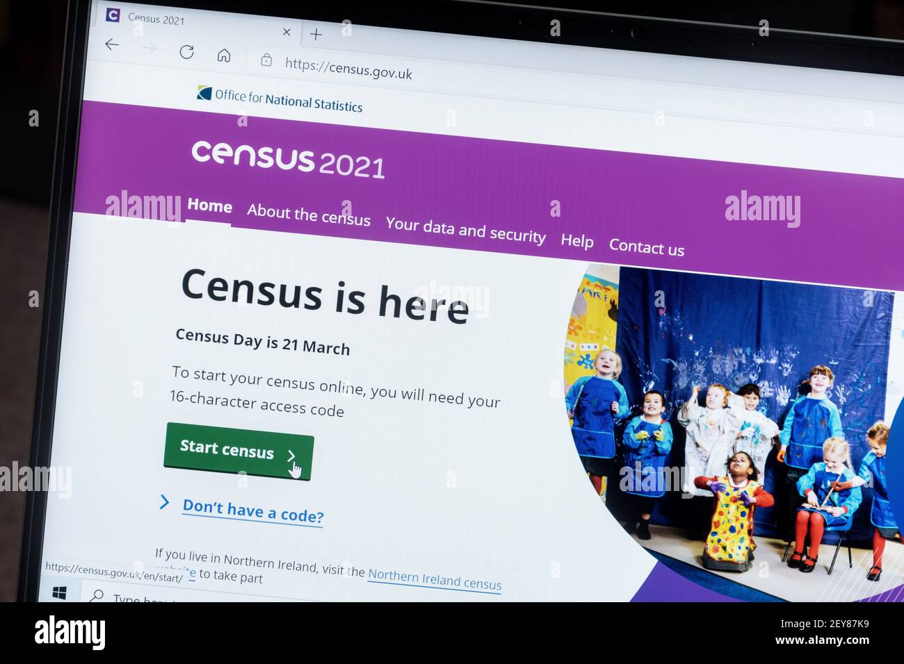 2021 sito web del censimento del Regno Unito sul computer portatile Foto Stock