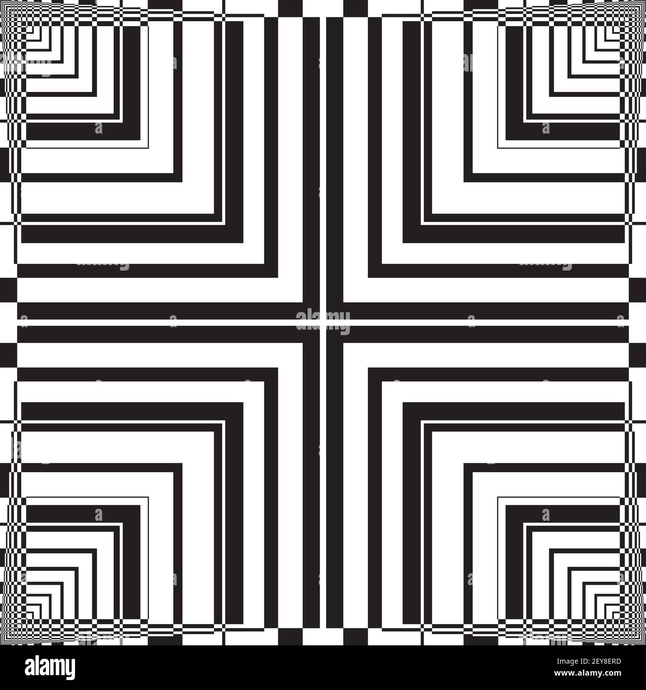 Astratto Fence quattro piazze come illusione Arabesque intersezioni nero su taglio trasparente della finestra di progettazione dello sfondo Illustrazione Vettoriale