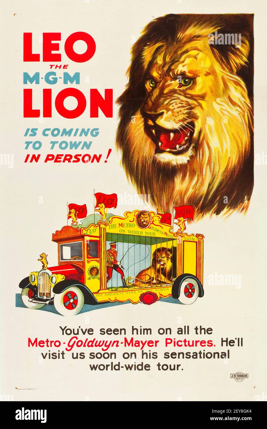 Leo, il Leone MGM sta venendo in città di persona! Metro Goldwyn-Mayer Lion. Foto Stock