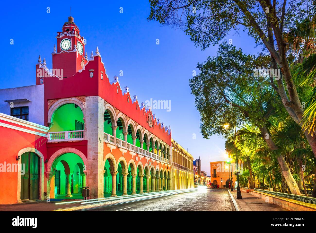 Merida, Messico. Plaza Grande del centro cittadino coloniale spagnolo in Yucatan. Foto Stock