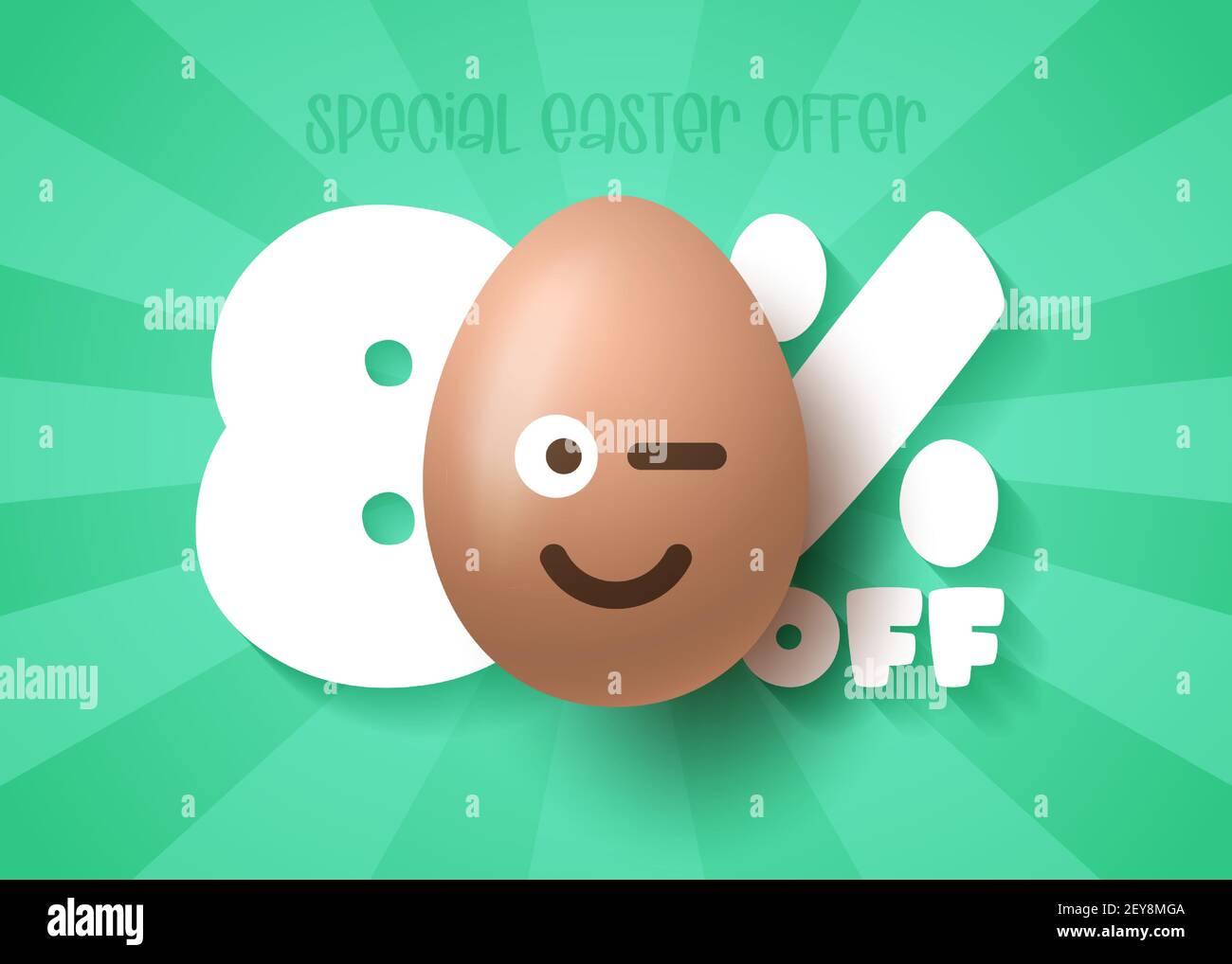 Buon banner di Pasqua. Offerta di Pasqua 80 off modello banner con sorriso emoji marrone uova di Pasqua. Illustrazione vettoriale Illustrazione Vettoriale