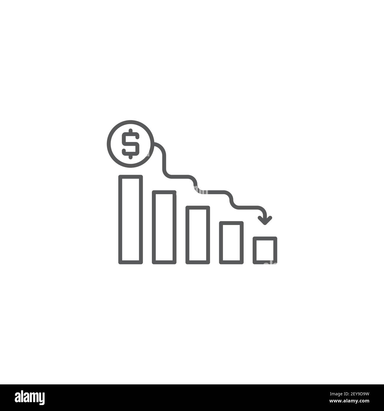 icona vettore grafico in declino business declino grafico pieno segno piatto per il web e il concetto mobile Illustrazione Vettoriale