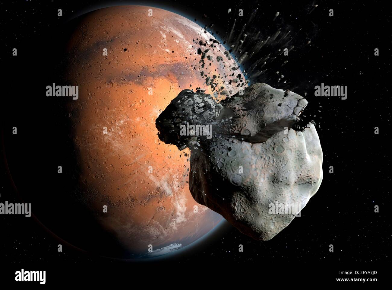 Marte Moon Impact Foto Stock