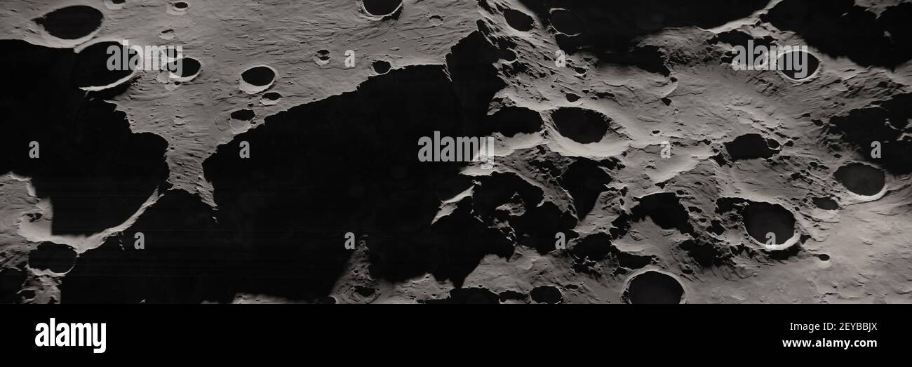 La superficie della luna, paesaggio lunare Foto Stock