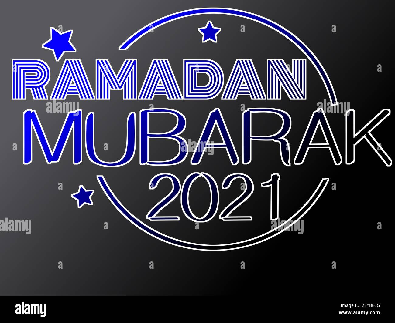 Prossimo Ramadan Mubarak 2021 logo disegno illustrazione sfondo. Colori colorati su sfondo scuro. Foto Stock