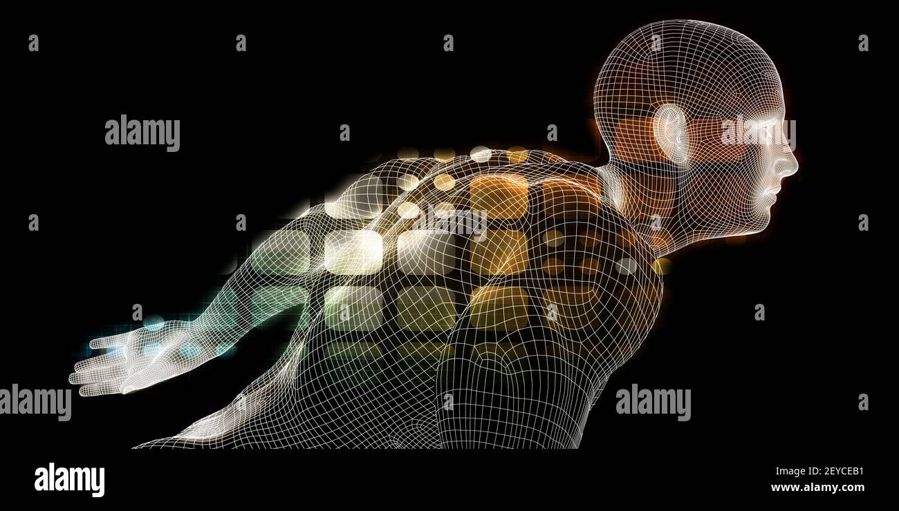 Il corpo umano visualizzazione digitale in esecuzione tecnica di marcia avanti Foto Stock