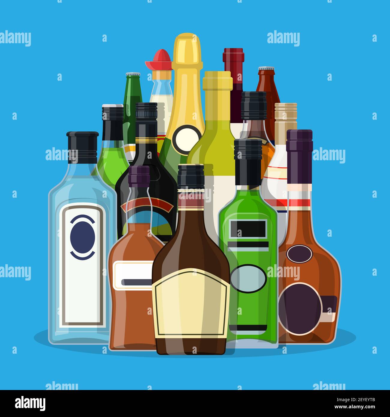 Raccolta di bevande alcoliche. Illustrazione Vettoriale