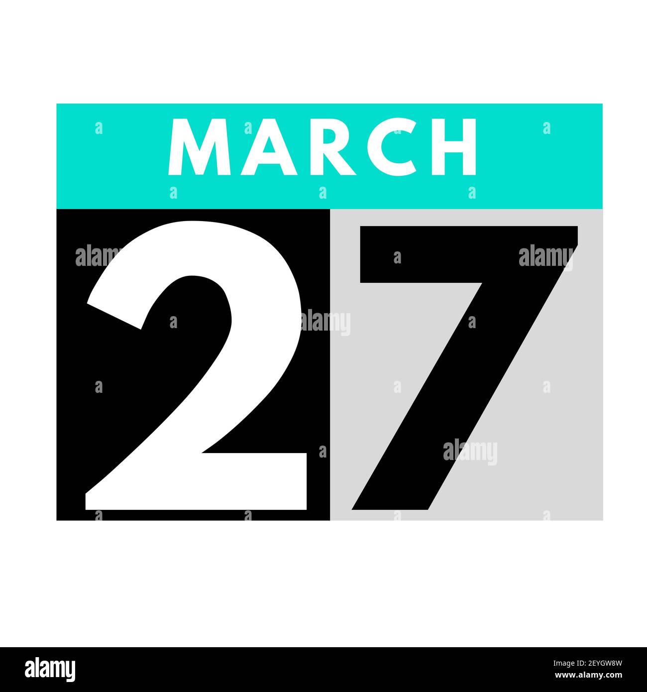 Marzo 27 . icona calendario giornaliero flat .date ,giorno, mese .calendario per il mese di marzo Foto Stock