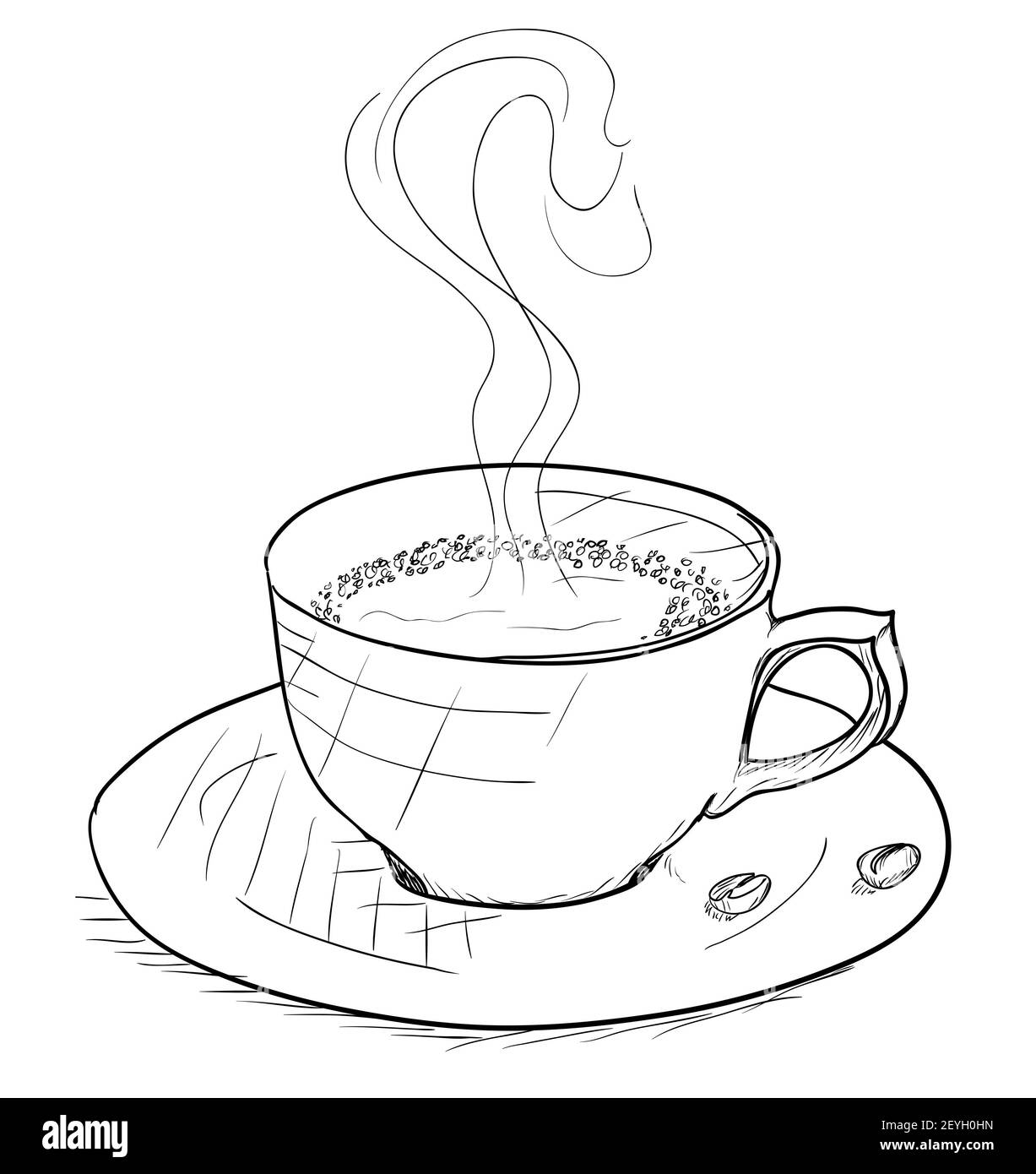 In stile vintage tazza di caffè su sfondo bianco. Foto Stock