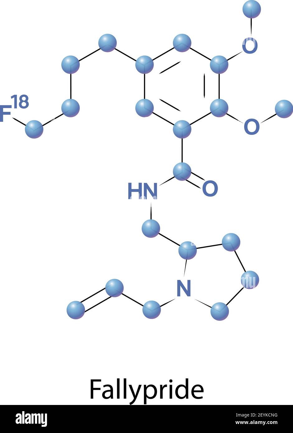 Fallypride è un antagonista del recettore D2 D3 della dopamina ad alta affinità Illustrazione Vettoriale