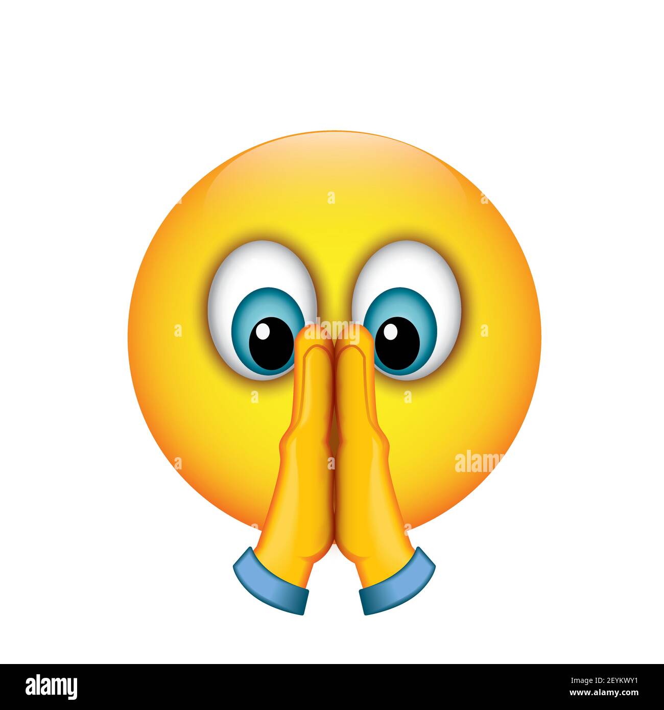 Emoji in preghiera - emoticon a mani piegate - illustrazione vettoriale Illustrazione Vettoriale