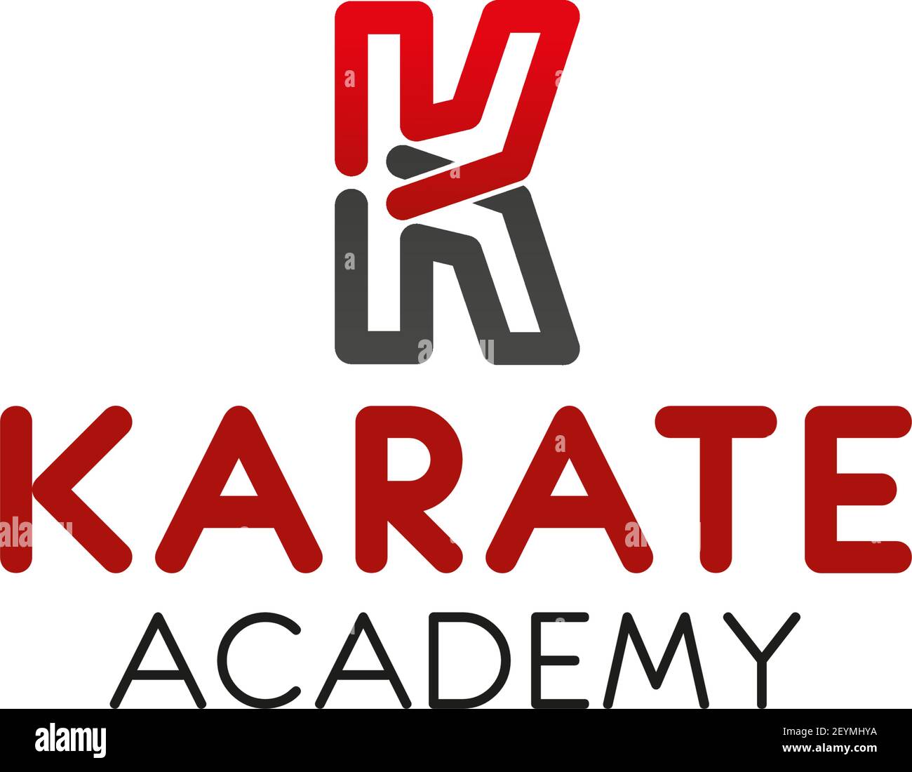 Icona lettera K per l'accademia di karate della scuola di combattimento marziale asiatico e badge della squadra sportiva. Simbolo K della lettera isolata del vettore per la palestra di allenamento o il fitness sportivo Illustrazione Vettoriale