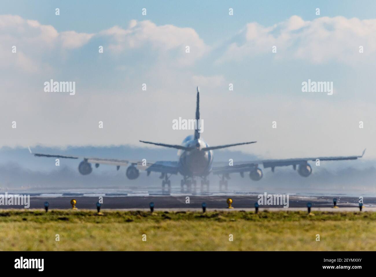 Hoersching, austria, 06 marzo 2021, boeing 747-400 ERF gestito da Air Bridge CARGO all'aeroporto di linz Foto Stock