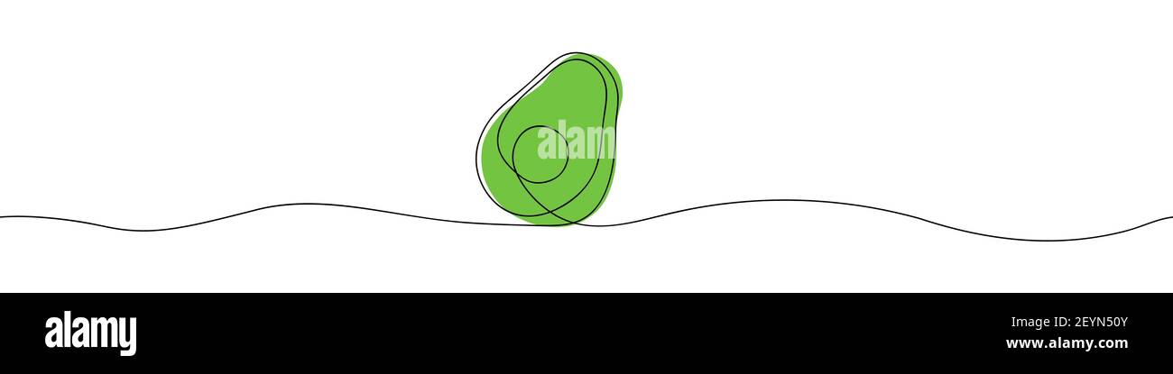 Linea continua di avocado. Illustrazione vettoriale su sfondo bianco Illustrazione Vettoriale