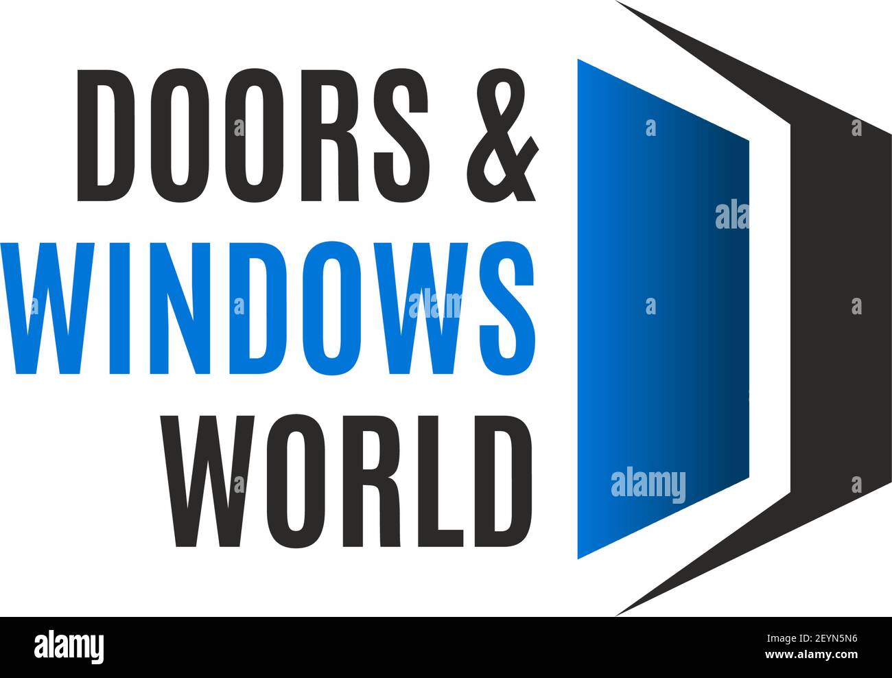 Lettera D icona per la casa di produzione e installazione di finestre e porte. Vettore finestra aperta o simbolo della porta della lettera D per la costruzione di eco-house Illustrazione Vettoriale