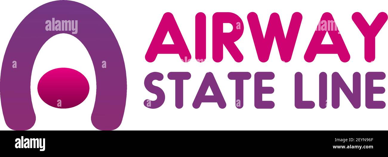 Icona del vettore di linea dello stato delle vie aeree in rosa e magenta, isolata su sfondo bianco. Cartello aereo passeggeri per aeroporto o agenzia di viaggio, concept Illustrazione Vettoriale