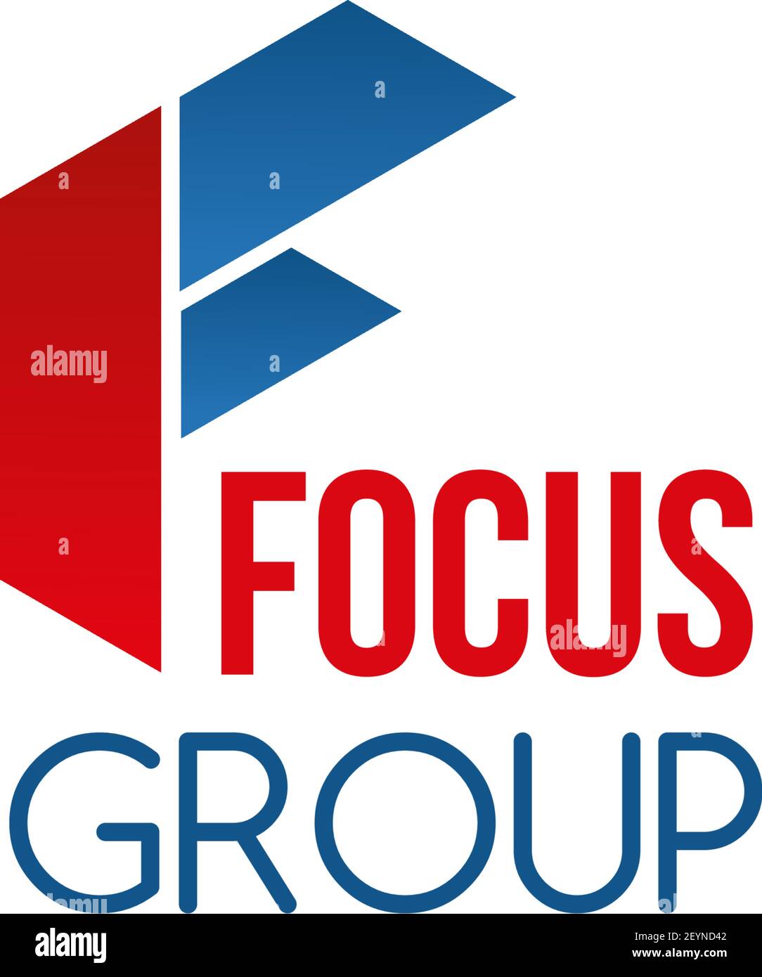 Concetto di icona vettoriale del pubblico di destinazione isolata su uno sfondo bianco. Icona o badge del gruppo di messa a fuoco in rosso e blu. Simbolo creativo del Focus Group f Illustrazione Vettoriale