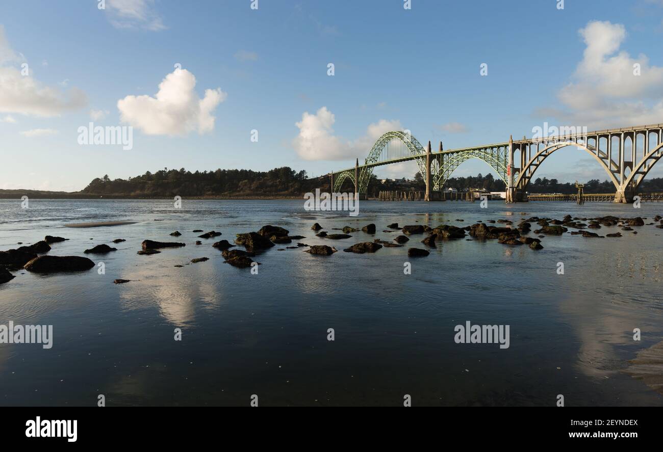 Yaquina Bay crostacei preservare Newport Bridge Oregon Foce Foto Stock
