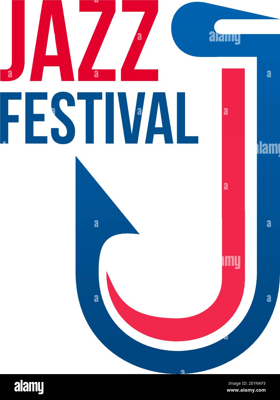 Icona vettore festival jazz isolato su sfondo bianco. Concetto di giornata internazionale del jazz, distintivo vettoriale con simbolo di sassofono. Badge creativo per c Illustrazione Vettoriale