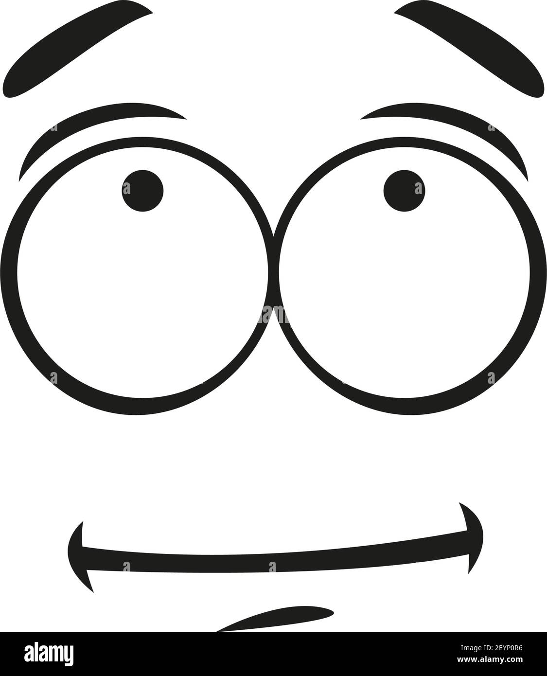 L'espressione del volto insicura e perplessa ha isolato emoticon indifferenti. Vettore emoji timido, emozione confusa Illustrazione Vettoriale