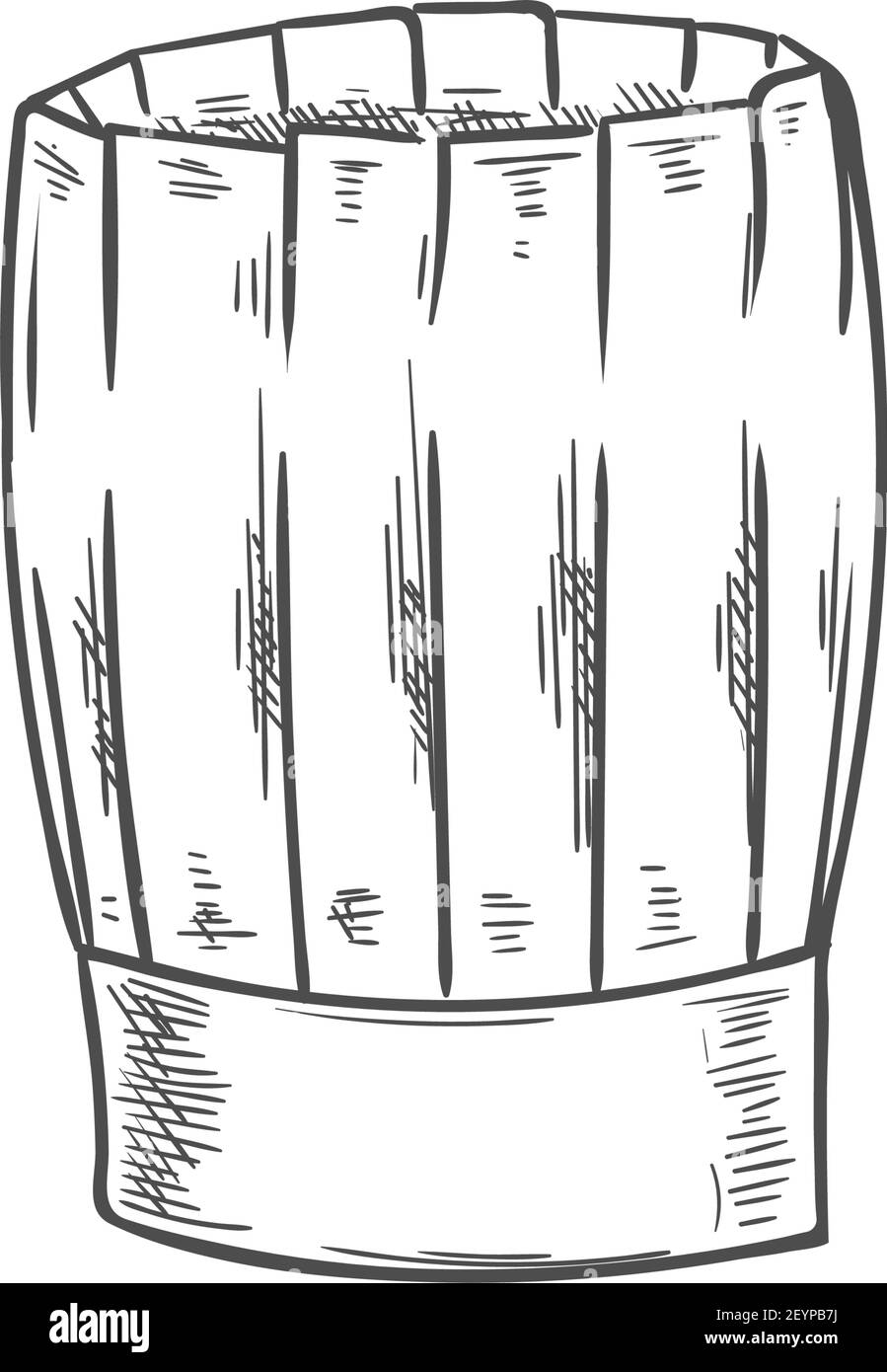 Bianco chef cappello isolato disegno a mano. Baker vettoriale o cappuccio di cottura, headdress di kitchener Illustrazione Vettoriale