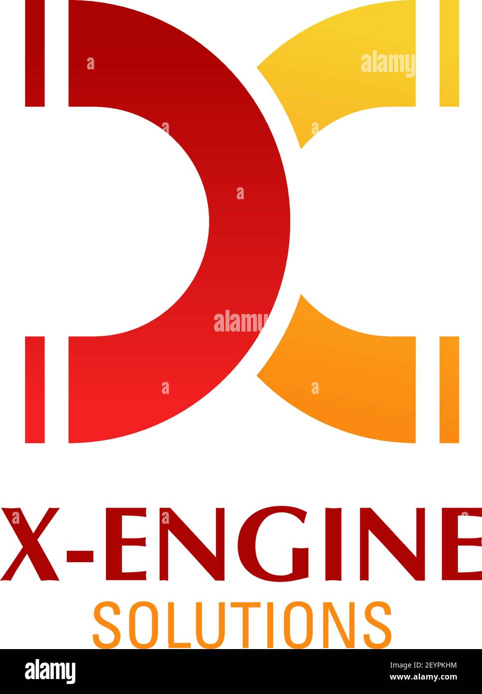 Soluzioni motore X icona lettera per l'industria automobilistica o la progettazione di tecnologie per auto e lo sviluppo industriale. Lettera X isolata dal vettore nella forma del magnete f Illustrazione Vettoriale