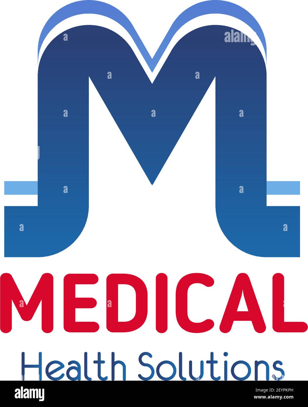 Medical Health Solutions M icona lettera per la medicina sanitaria o farmaceutica o ospedale. Vettore isolato lettera M per centro medico o innovatio Illustrazione Vettoriale