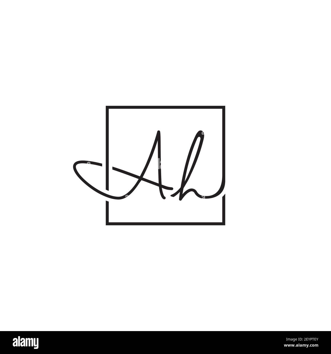 Lettera A H con un vettore di disegno del logo a linea quadrata Illustrazione Vettoriale