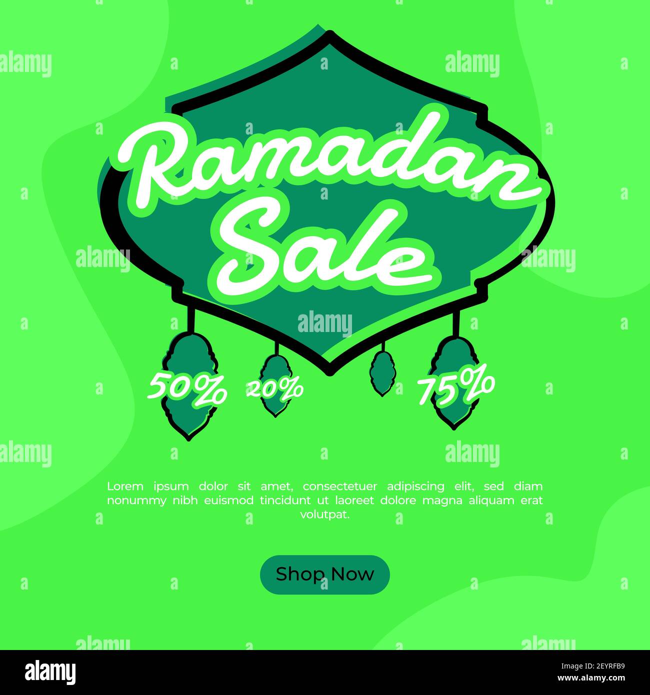 banner quadrato ramadan vendita in colore verde per i social media post Illustrazione Vettoriale