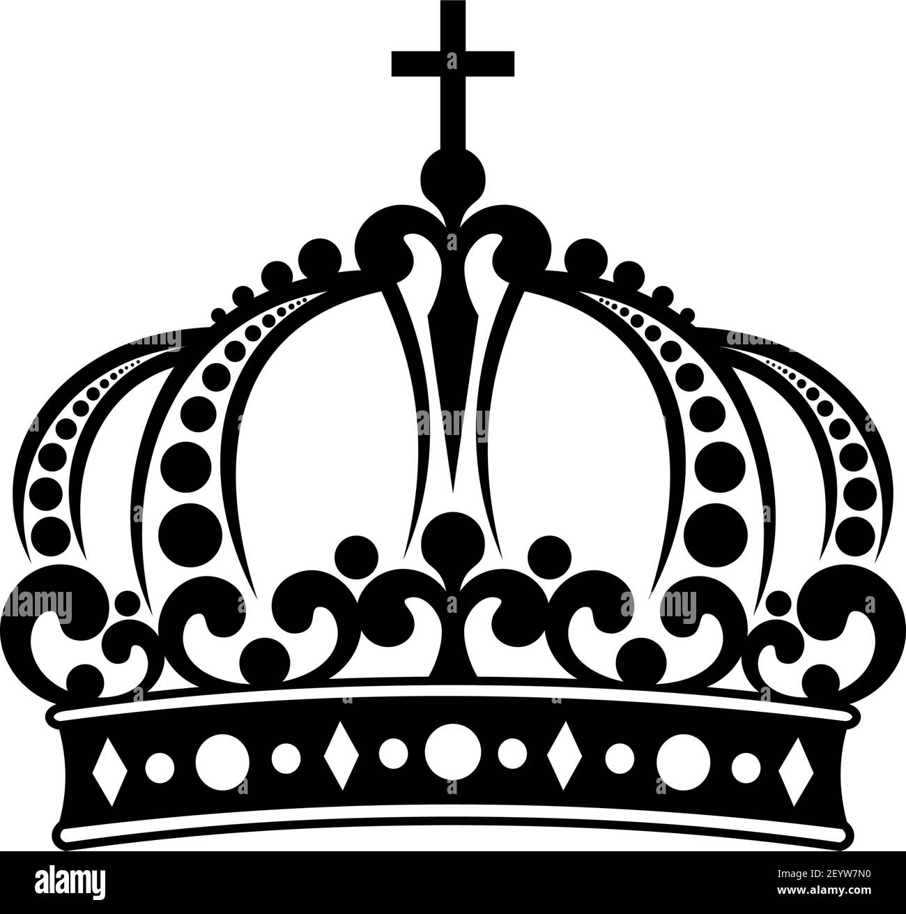 Gioielli tesoro corona isolata con i simboli fleur-de-lis. Vector Royal Headwear, corona vittoriana Illustrazione Vettoriale