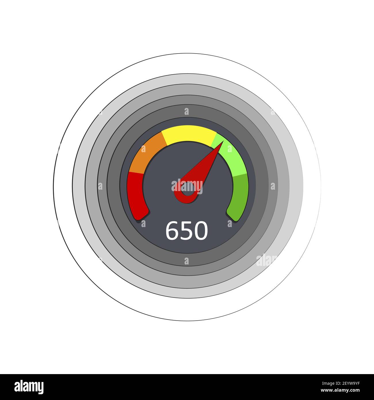 Punteggio di credito per l'applicazione di banca online. Valutazione del punteggio dell'indicatore vettoriale, illustrazione delle prestazioni della scala di misurazione Illustrazione Vettoriale