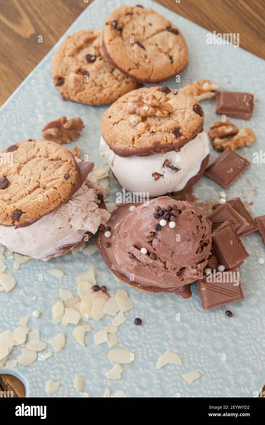 Panini con gelato al cioccolato Foto Stock