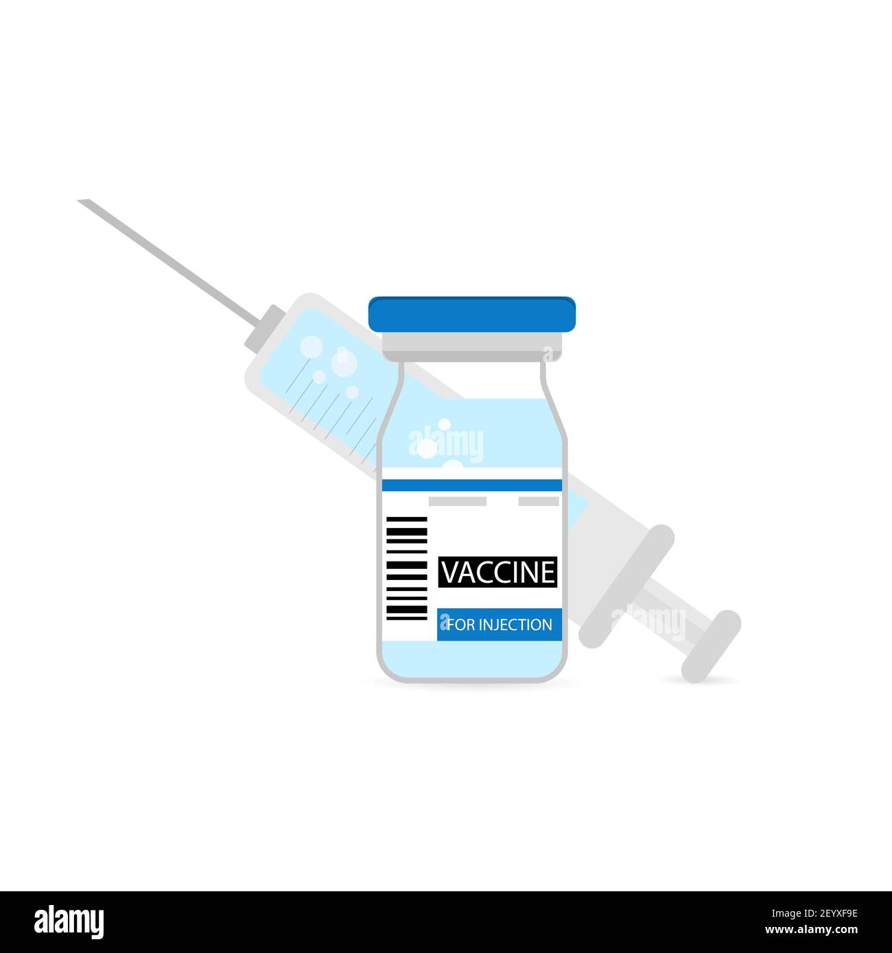Ampolla di vaccinazione e siringa per immunizzare, immunizzazione contro l'influenza virale, vaccino di cura microbiologica. Illustrazione vettoriale Illustrazione Vettoriale