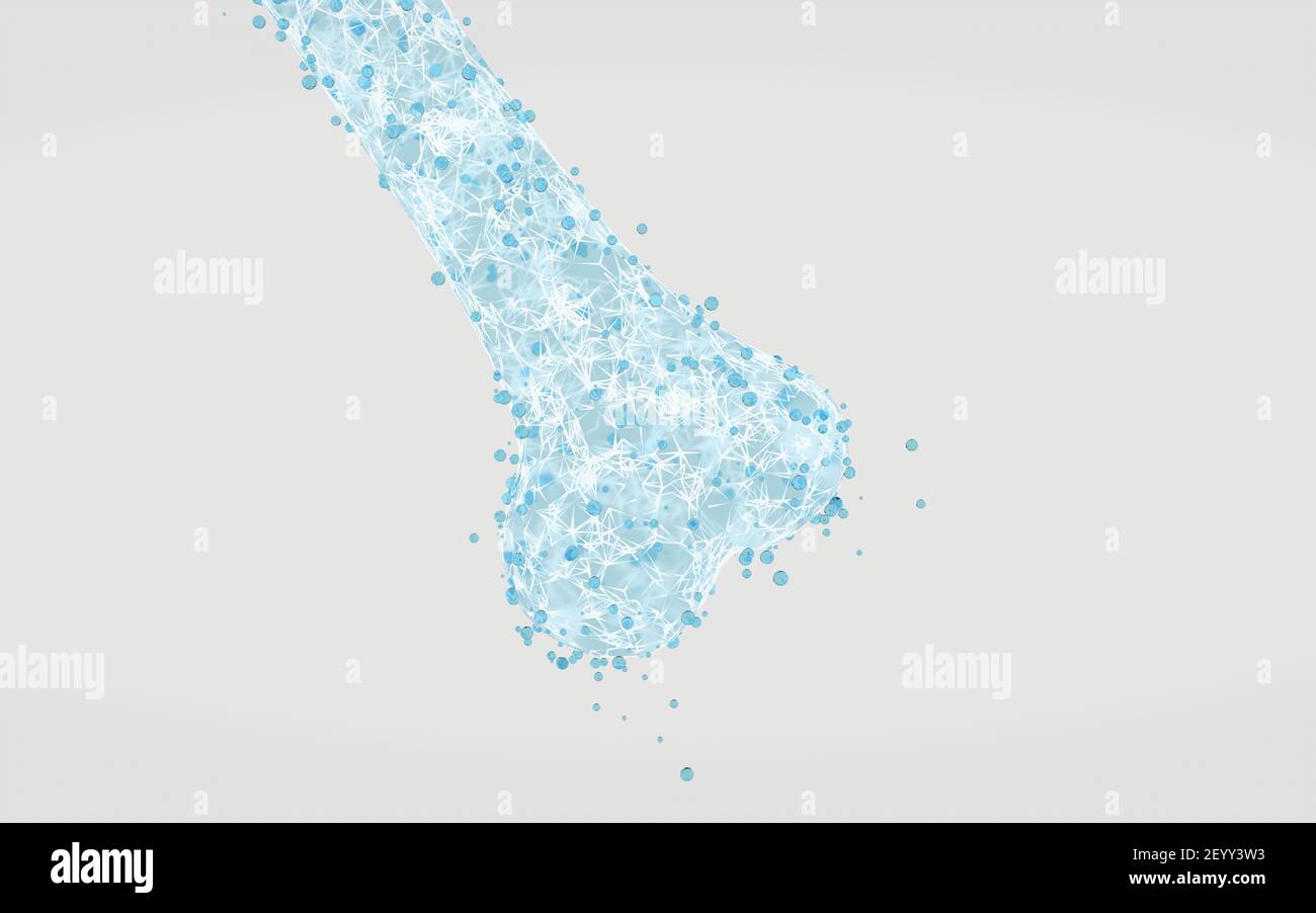 Osso con linee di struttura biologica, rendering 3d. Disegno digitale per computer. Foto Stock