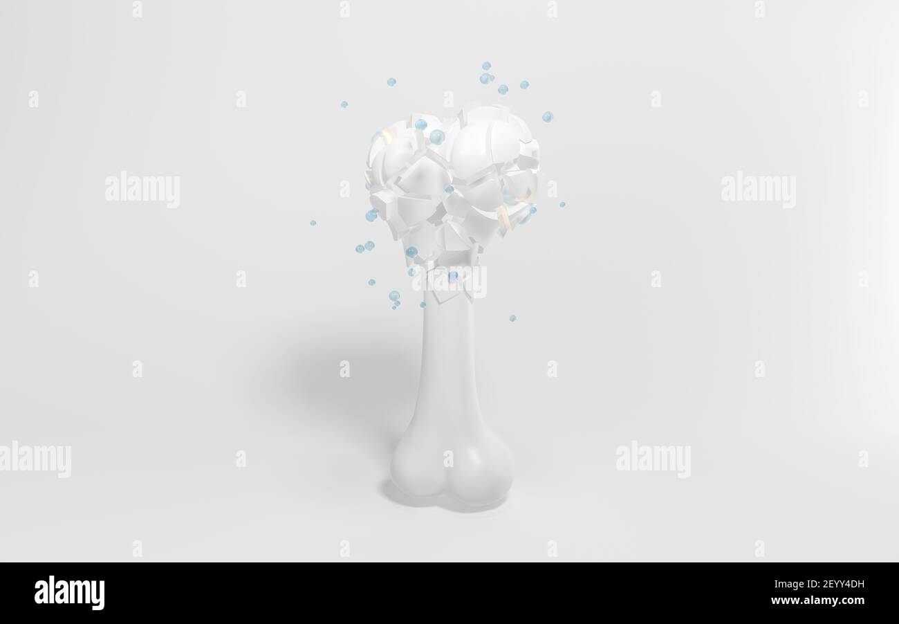 Crack Bone isolato su sfondo bianco, rendering 3d. Disegno digitale per computer. Foto Stock